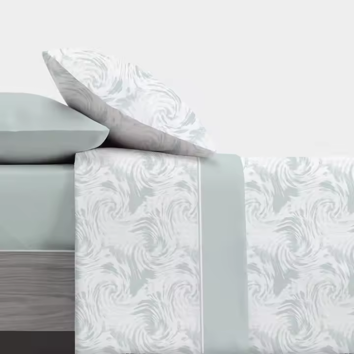 Carpe Diem Juego de Sábanas Estampada SWIRL Agua Mar 50% Algodón 144 Hilos Cama 90 - 1