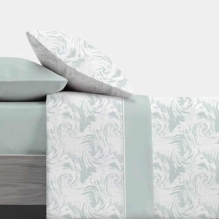 Carpe Diem Juego de Sábanas Estampada SWIRL Agua Mar 50% Algodón 144 Hilos Cama 90 - 1