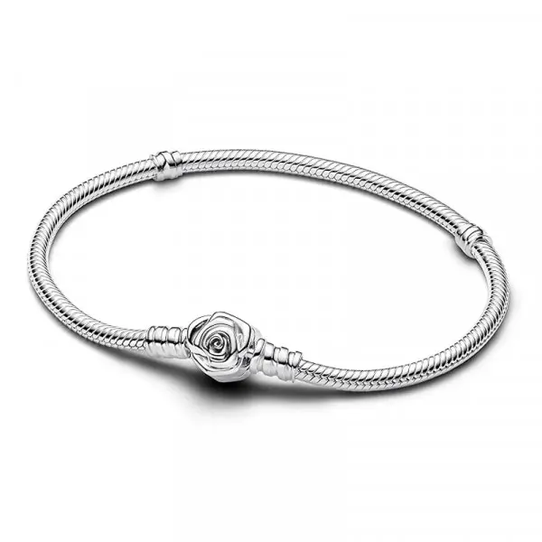 Pandora - Pulsera Pandora Moments Cadena de Serpiente con Cierre Rosa Floreciendo 593211C00 - 1