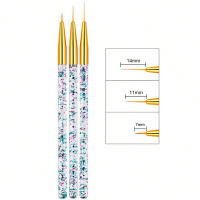 Set De 3 Brochas Para Arte De Uñas Con Estampado Francés 3Pcs Línea De Dibujos 3D Para Gel UV Uso DIY Herramientas De Manicura - details 3