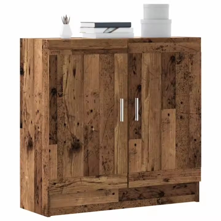 vidaXL Estantería madera ingeniería madera envejecida 82,5x30,5x80 cm en color Madera antigua/Roble artisan | almacenamiento funcional diseño moderno para baño dormitorio sala - 1