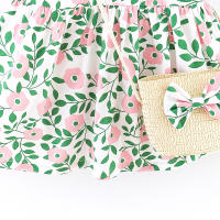 Conjunto De Vestido Y Bolso Para Bebé Niña Verano Estampado De Flores Sin Mangas Cuello Alto Princesa Ropa Infantil Talla True Fit - details 7