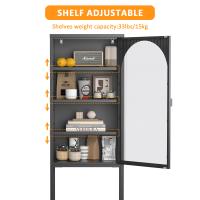Gabinete Estantería Metal with Puerta de Vidrio Temperado | 5 Grados + 3 Estantes Ajustables | Estructura Robusta para Cocina, Comedor, Sala y Baño | Dimensiones 160x50x35 cm - details 2