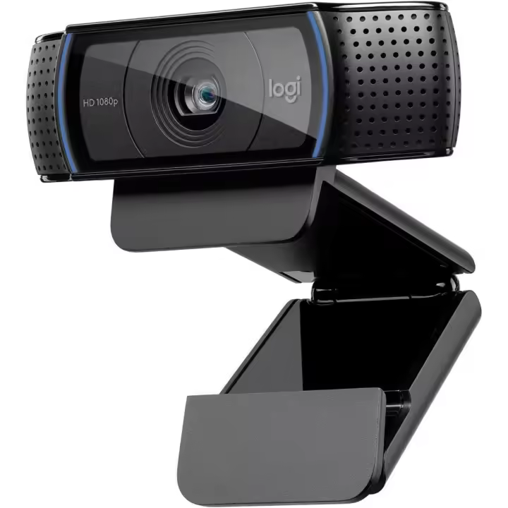 Logitech C920 HD Pro Webcam,Videoconferencias1080p/30 fps,Sonido Estéreo,Corrección de Iluminación HD,Skype/Hangouts/FaceTime, PC/Mac/Android/Chromebook, Funcionan con Teams, Google Meet, Zoom-Negro - 1