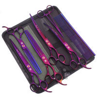 Juego De Tijeras Para Mascotas Azul 8" Incluye Tijeras Rectas Tijeras Curvas Tijeras De Afinado Y Tijeras De Corte (Z3005) Material Acero Inoxidable - details 4