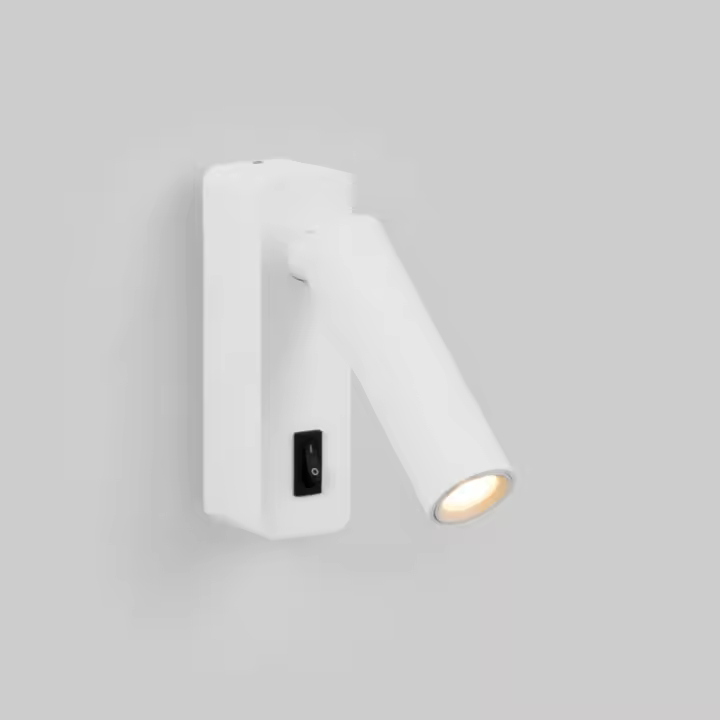 ALPINALUZ Aplique LED 2W 3000K orientable para cabecera, fabricado en aluminio blanco con interruptor de botón "PISA" montaje en superficie. - 1