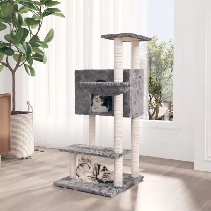 Árbol para Gatos with Varilla de asguño en isal gris Claro 108,5 cm - 1