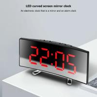 Reloj De Mesa Digital LED Con Espejo Pantalla Grande De 6 Pulgadas Reloj De Alarma Creativo Recargable Por USB Y Pilas Potencia Batería Reloj De Noche Para La Cama - details 3