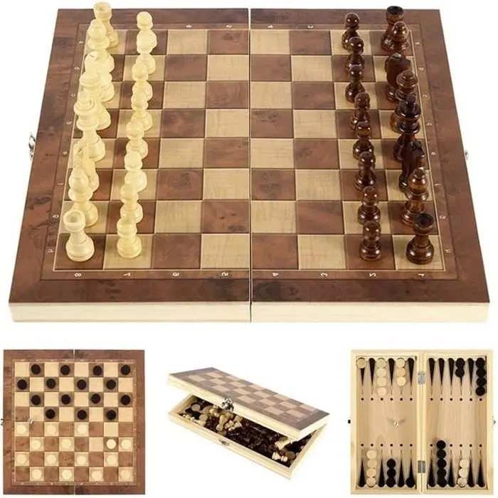 Juego de Ajedrez DUO 3 en 1 Juego de Ajedrez y Damas para Familiares y amigas - 1