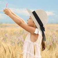 Sombrero de paja para Niños, plegable, de Verano, para Playa, de 7 cm de ancho y con lazo, de Ala elege, portáthil, para vacaciones y Viajes. - details 4
