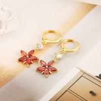 Pendientes de Plata de Lei chapados en Oro con forma de Flor de Cristal para Mujer, Pendientes colgantes de circuito cúbica, joyería de moda, regalo - details 2