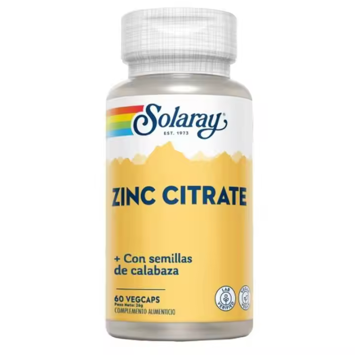 Solaray Zinc Citrato 25mg + Semilla Calabaza 50mg - 60  Cápsula - 1
