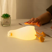 Lampara Nocturna De Silicona Pato Acostado Color Amarillo 3 Niveles Luz Táctil Para Mesa De Noche Decoración Kawaii Para Habitación De Niños - details 1