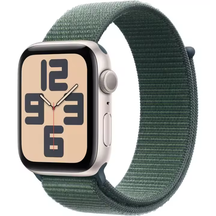 Apple Watch SE 2024 GPS 44mm Ca Aluminio Starlight y Anillo Deportivo Verde Lago - 1