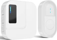 Timbre inalámbrico para Exterior, resistente al Agua, con alcance de 300 m, funciona con Pilas, 55 melodías ajustables, 5 niveles de Volumen, indicador LED, color Blanco. - details 0