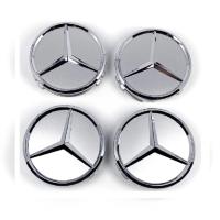 Tapabujes para MERCEDES 75 mm pack 4 UNIDADES Tapacubos Tapones Centro Tapas Ruedas Embellecedor PLATA - details 0
