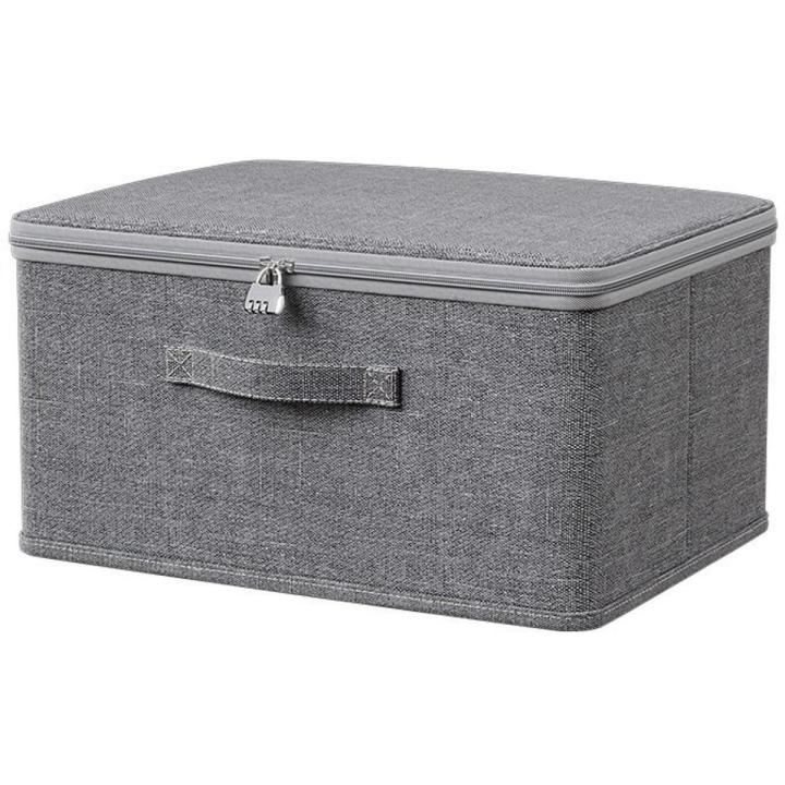 Caja de almacenamiento con cerradura, caja tipo bolsa de almacenamiento, caja con cerradura, caja de almacenamiento, caja con cerradura, caja de tela plegable con asa, caja de almacenamiento de ropa con tapa, almacenamiento de ropa (30*20*14)