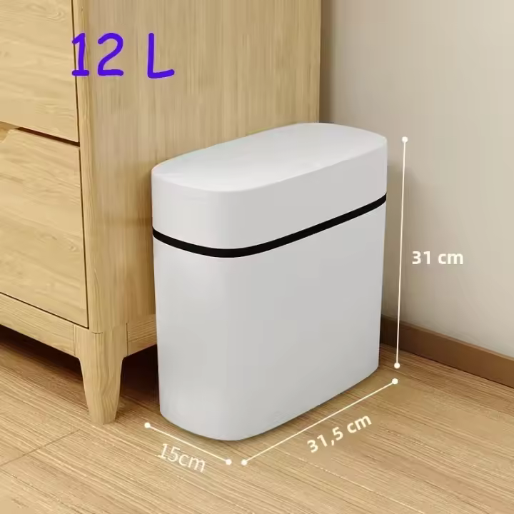 Bandeja De Basura De Baño 12L Tipo Prensa Resistente Al Agua Para Cocina Y Hogar Caja De Almacenamiento De Papelería - 1