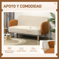 HOMCOM Sofá de 2 Plazas Tapizado en Terciopelo Sofá de Salón con Reposabrazos y Patas de Madera Sofá Pequeño Carga 240 kg para Dormitorio Oficina 130x74x76 cm Crema - details 1