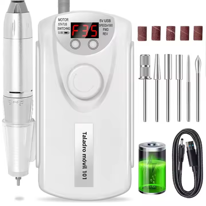 Máquina De Uñas Recargable 35000RPM Bajo Ruido Profesional Motor De Taladro Eléctrico Para Manicura Pulidora Y Secador - 1