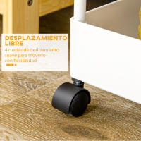 HOMCOM Carrito Auxiliar con Ruedas Carrito de Almacenamiento con 4 Cestas y 4 Ganchos Extraíbles para Cocina Baño Salón 40x19x90 cm Blanco - details 4