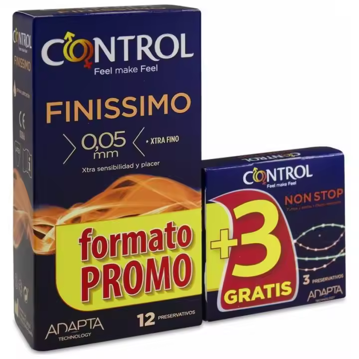Pack Control Preservativos Finissimo 12 Uds + Non Stop 3 Uds - 1