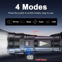 Linterna Táctica LED Potente Recargable USB Con Luz COB Y Longitud De Rayo 500m Para Pesca Caza Exploración Rescate Negro Impermeable - details 3
