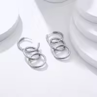Pendientes De Aro De Plata 925 Para Mujer Con Zirconia Joyería De Moda Regalo Original Eardrop Pendientes Metálicos Tipo Aro - details 31