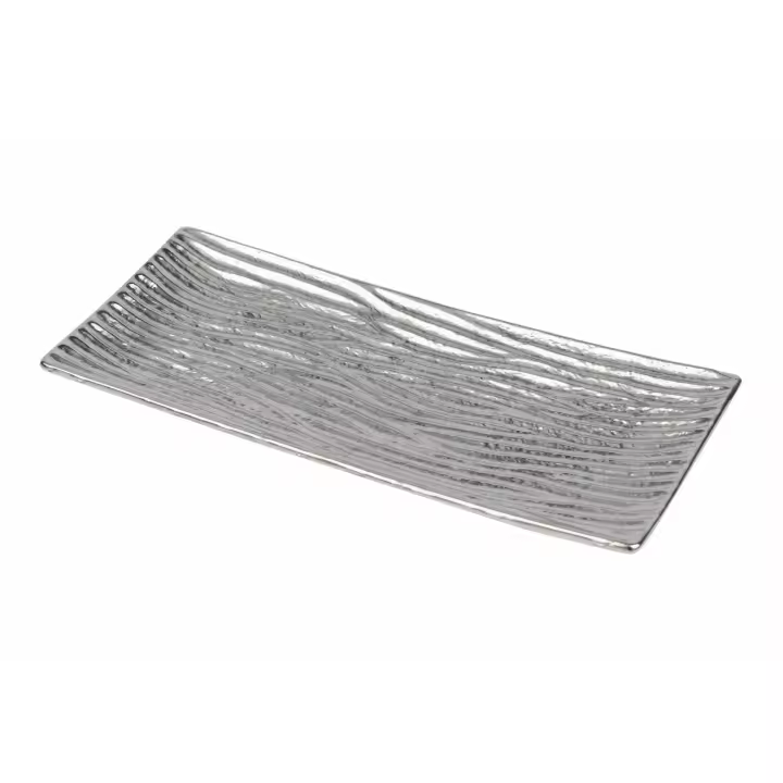 Adda Home Centro Ceramica Plateado 39x18x3 Cm - Diseño Elegante y Sofisticado para Decoración Sofisticada - 1