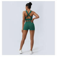 Sudadera De Yoga Para Mujer Soporte Alto Top De Cintura Alta Deporte Fitness Correr En La Pista Crocante Trasero Cruzado Ropa Deportiva Transpirable Y Elástica - details 9