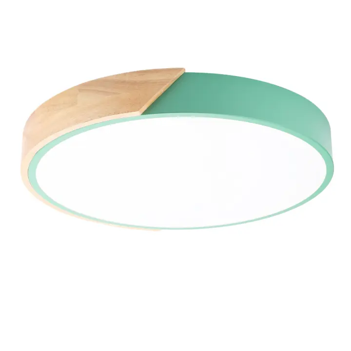 ALPINALUZ Plafón LED Circular Ø40cm, 30W, 3000LM, Metal Blanco y Madera Natural, Luz Seleccionable (3000K-4000K-6000K) - 1