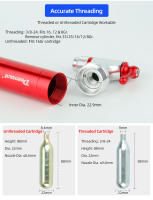 Inflador De CO2 Para Bicicleta Con Valvula Presta Scrader Ruta MTB Pum-automatico De Aluminio 16/12/8G Cartridge Compatible Con Vehículos - details 5