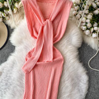 Vestido Bodycon Mini De Color Sólido Con Cuello Redondo Y Cremallera Lateral Para Mujer Vestido Sin Mangas Estilo Casual Y Elegante Para Oficina Y Verano - details 23