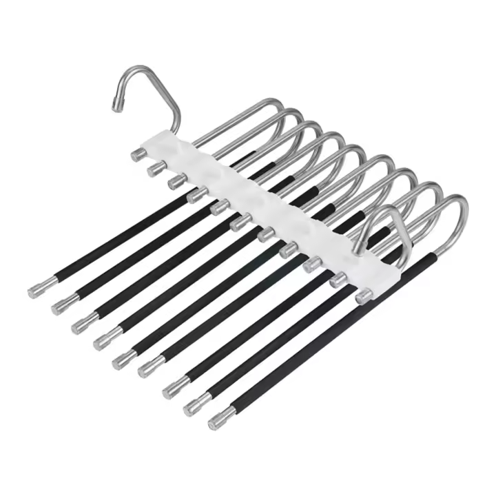 Ganchos De Ropa De Acero Inoxidable 9 Capas Organizador Esspacious With Regalo Antideslizante Para Pantalones Y Cuellos - 1