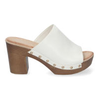 Davinia Shoes Zueco de Tacon Alto para Mujer, Comodo, Material de Imitacion a Madera, Pala Lisa con Tachuelas, y Talon Abierto. Shoes&Blues.es DB-3187-Blanco - details 1
