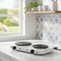 Cocina Eléctrica MELCHIONI FAMILY COOK 2 con 2 Placas de Hierro Fundido y Termostato Ajustable, 1500W - details 2