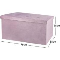 Puff Plegable de Almacenaje Grande 76x38x38cm en Terciopelo, Baúl Multifuncional para Juguetes, Mantas o Libros, Taburete y Banco de Almacenaje para Dormitorio, Salón o Recibidor, Caja Organizadora Elegante Estilo Otomana - details 1
