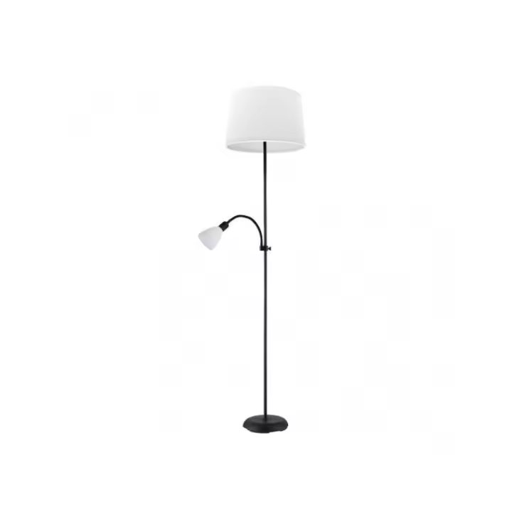 Fabrilamp - Pie De Salon Rilon 1xe27+1xe14 C/lector Negro  Pantalla Blanca 175,5x40x40 Cm - 1