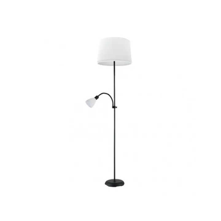 Fabrilamp - Pie De Salon Rilon 1xe27+1xe14 C/lector Negro  Pantalla Blanca 175,5x40x40 Cm - 1