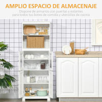 HOMCOM Alacena de Cocina Aparador de Comedor con 2 Puertas de Vidrio Templado 2 Estantes Abiertos y Balda Ajustable para Salón 60x30x162 cm Blanco - details 3