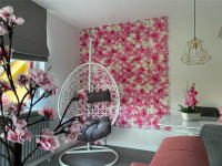 Pared De Flores Artificiales Rosa De Seda Para Decoración De Bodas Bebés Y Navidad Estilo De Hojas Verdes Y Rosas Tamaño Grande - details 15