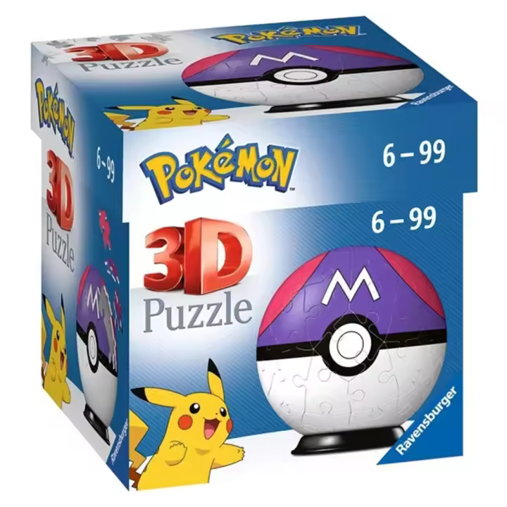 RAVENSBURGER PUZLE 3D POKEMON MASTERBALL MORADA 54 PIEZAS, 11564, TIENDA CON LICENCIA OFICIAL - 1