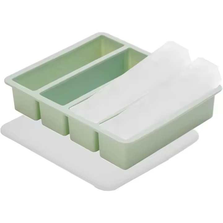 Bandeja de hielo de silicona, molde cuadrado para barra de hielo, diseño cubierto, material de silicona de grado alimenticio, de enfriamiento reutilizable para vino, bebidas de café, 17,5 x 14,5 - 1