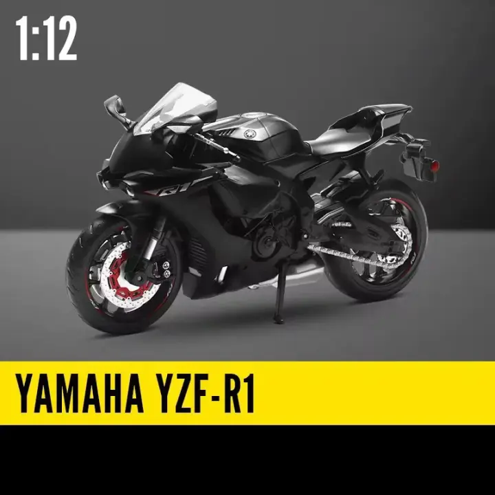 Modelo De Motocicleta Yamaha YZF R1 a Escala 1:12 En Metal Con Neumáticos De Goma Juguetes Para Niños Regalo Para El Día De Los Niños Control De Volante Y Amortiguación De Rueda - 1