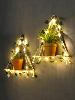 Estante Flotante De Madera Con Decoración De Hoja LED Para Decoración Del Habitáculo Estilo Bohemio Estante De Pared Para Sala De Estar - details 20