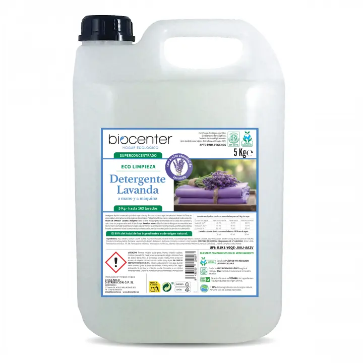 BIOCENTER - Detergente ecológico para Ropa - LAVANDA - Garrafa Ecofriendly de 5 Kg - 1