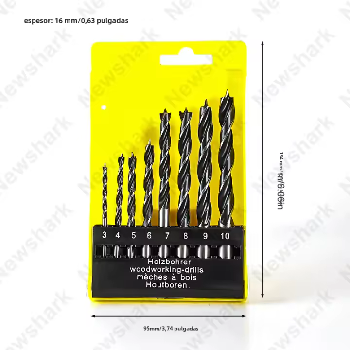 Juego De 8 Piezas De Brocas De Madera De 3-10mm Broca De Dough Twists De Titanio Para Trabajos De Carpintería Herramienta De Broca Metálica - 1