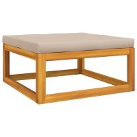 vidaXL Reposapiés jardín madera maciza acacia con cojines Taupé, Gris claro, Verde Conjunto Terraza Muebles Jardín Exterior Juego de Muebles de jardín Mueble Jardín Exterior Muebles de Salon Exterior - details 0