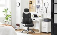 SONGMICS Silla de Oficina, Silla Gaming Ergonómica, Mecanismo de Inclinación, Apoyabrazos Plegables, Ruedas Universales, Altura Ajustable, Silla Racing, Negro Tinta/Marrón Caramelo/Blanco Crema - details 0