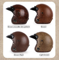 Casco Retro Abierta UCHOOSE Para Motocicleta Vintage De Cuero PU Adecuado Para Motocross Scooter Jet Con Gafas - details 7